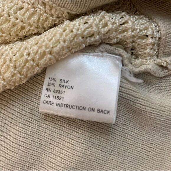 ShuShu Creamy Yellow & Tan Sequin Silk Tank S - Picture 12 of 16